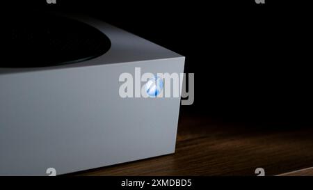 Xbox series s front side, black background XBOX logo İstanbul-TURKEY 2,07,2024 Stock Photo