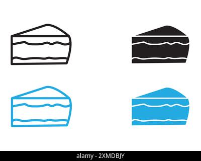 Cheesecake icon vector line logo mark or symbol set collection outline style Stock Vector
