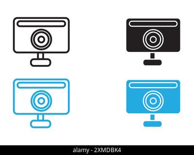 Digital Webcam icon vector line logo mark or symbol set collection outline style Stock Vector