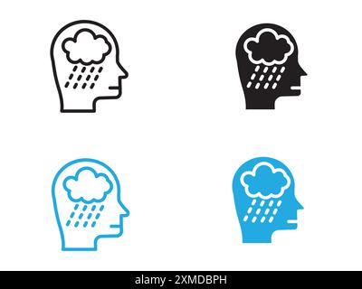 Depression icon vector line logo mark or symbol set collection outline style Stock Vector