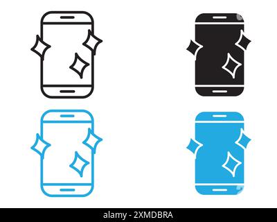 clean phone glass icon vector line logo mark or symbol set collection outline style Stock Vector
