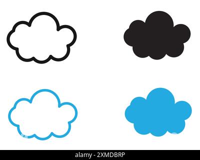Cloud icon vector line logo mark or symbol set collection outline style Stock Vector