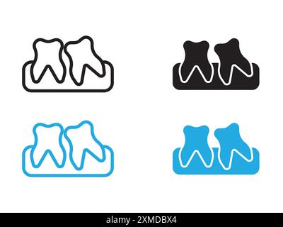 Crooked teeth icon vector line logo mark or symbol set collection outline style Stock Vector