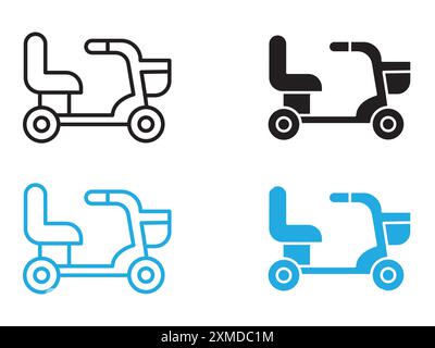 Electric wheelchair scooter icon vector line logo mark or symbol set collection outline style Stock Vector