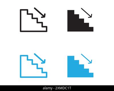 Downstairs icon vector line logo mark or symbol set collection outline style Stock Vector
