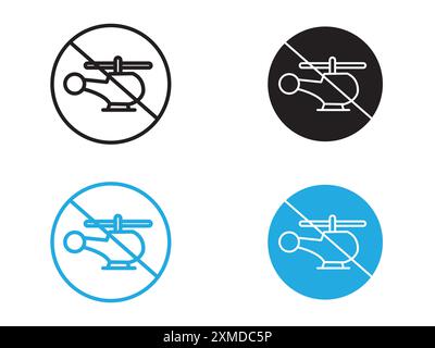 Forbidden Copter icon vector line logo mark or symbol set collection outline style Stock Vector