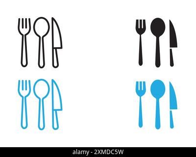 Cutlery icon vector line logo mark or symbol set collection outline style Stock Vector