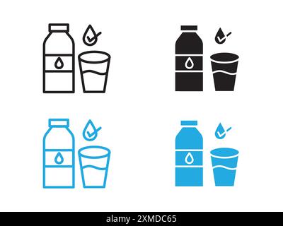 Drinking enough water icon vector line logo mark or symbol set collection outline style Stock Vector