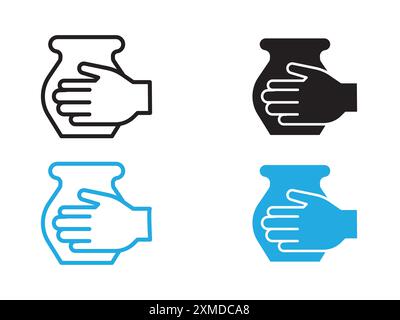 Handmade pottery icon vector line logo mark or symbol set collection outline style Stock Vector