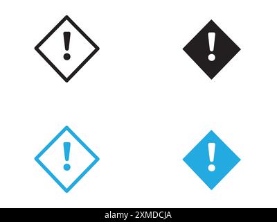 Exclamation danger icon vector line logo mark or symbol set collection outline style Stock Vector
