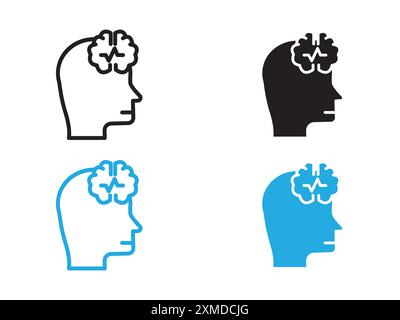 Epilepsy icon vector line logo mark or symbol set collection outline style Stock Vector