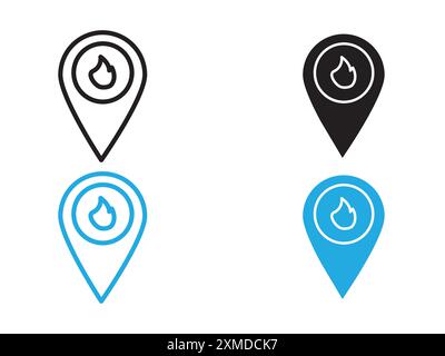 fire location icon vector line logo mark or symbol set collection outline style Stock Vector
