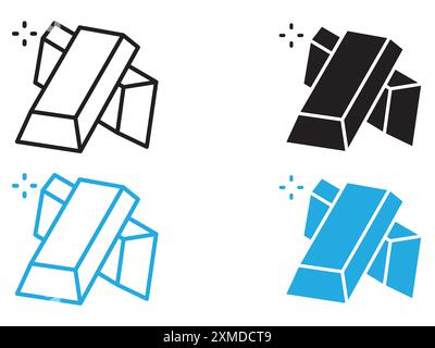 gold bars icon (2) vector line logo mark or symbol set collection outline style Stock Vector