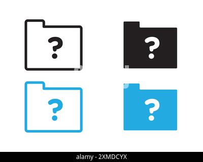 Folder with questionmark icon vector line logo mark or symbol set collection outline style Stock Vector