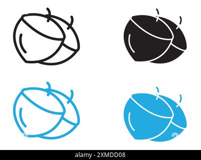 Hazelnut icon vector line logo mark or symbol set collection outline style Stock Vector