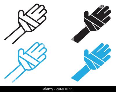 hand accident icon vector line logo mark or symbol set collection outline style Stock Vector