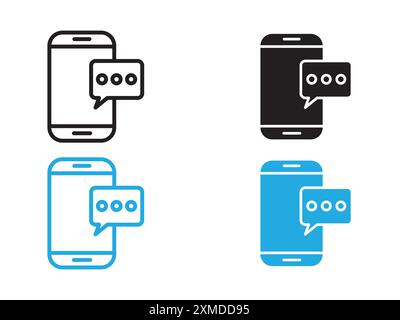 Message phone icon vector line logo mark or symbol set collection outline style Stock Vector