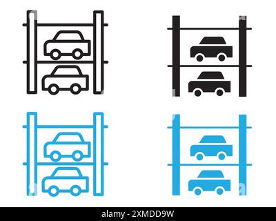 Multi Storey Parking icon vector line logo mark or symbol set collection outline style Stock Vector
