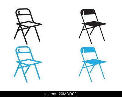 folding chair icon vector line logo mark or symbol set collection outline style Stock Vector