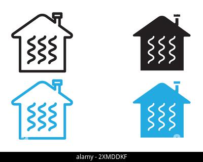 House heating icon vector line logo mark or symbol set collection outline style Stock Vector