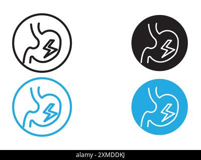 Indigestion icon vector line logo mark or symbol set collection outline style Stock Vector