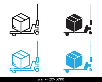 Hand pallet jack icon vector line logo mark or symbol set collection outline style Stock Vector