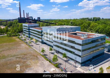 New building of the Folkwang University of the Arts, on the site of the Zollverein Coal Mine Industrial Complex in Essen, behind the Zollverein Stock Photo