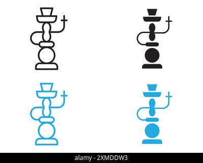 Hookah icon vector line logo mark or symbol set collection outline style Stock Vector