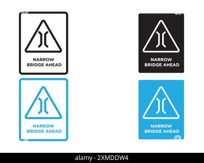 Narrow bridge ahead icon vector line logo mark or symbol set collection outline style Stock Vector