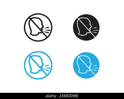 No Cough icon vector line logo mark or symbol set collection outline style Stock Vector