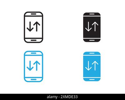Mobile Internet icon vector line logo mark or symbol set collection outline style Stock Vector