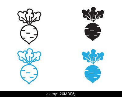 kohlrabi icon vector line logo mark or symbol set collection outline style Stock Vector