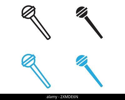 Microphone icon (2) vector line logo mark or symbol set collection outline style Stock Vector