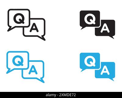 Questions and answers icon vector line logo mark or symbol set collection outline style Stock Vector