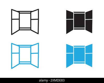 Open windows icon vector line logo mark or symbol set collection outline style Stock Vector