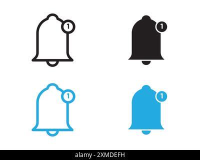 Notification bell icon vector line logo mark or symbol set collection outline style Stock Vector