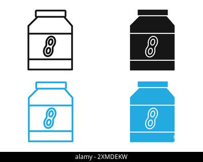 Peanut butter icon vector line logo mark or symbol set collection outline style Stock Vector