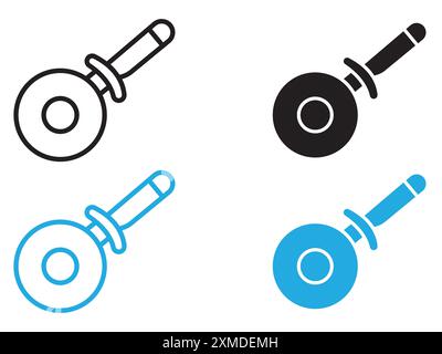 Pizza Cuttier icon vector line logo mark or symbol set collection outline style Stock Vector