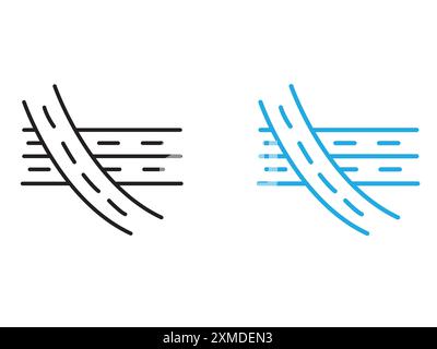 Multi level junction icon vector line logo mark or symbol set collection outline style Stock Vector