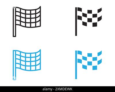 Racing flag icon vector line logo mark or symbol set collection outline style Stock Vector