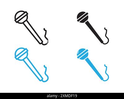 Microphone icon vector line logo mark or symbol set collection outline style Stock Vector
