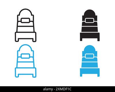 Single bed icon vector line logo mark or symbol set collection outline style Stock Vector
