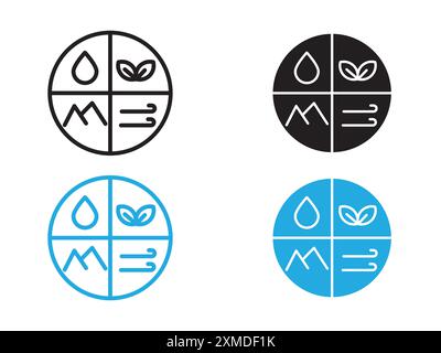 Natural resources icon vector line logo mark or symbol set collection outline style Stock Vector