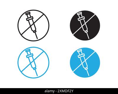 No vaccine icon vector line logo mark or symbol set collection outline style Stock Vector