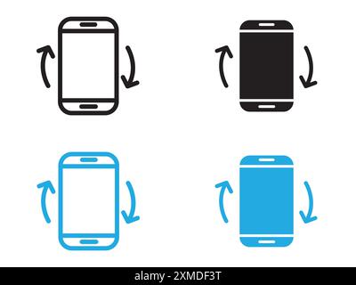 rotate phone icon vector line logo mark or symbol set collection outline style Stock Vector