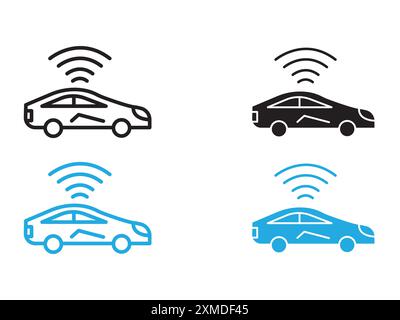 Smart car icon vector line logo mark or symbol set collection outline style Stock Vector