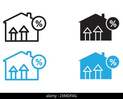 Rate for mortgage icon vector line logo mark or symbol set collection outline style Stock Vector