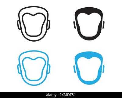 Taekwondo helmet icon vector line logo mark or symbol set collection outline style Stock Vector