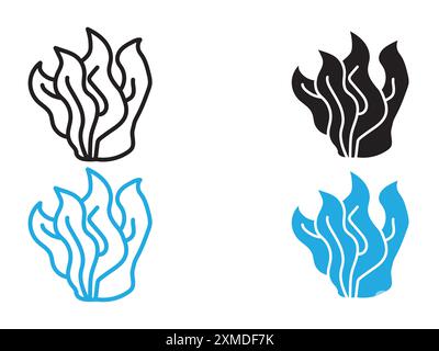 Seaweed icon vector line logo mark or symbol set collection outline style Stock Vector
