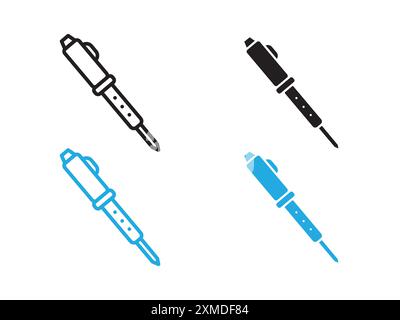 Soldering iron icon (2) vector line logo mark or symbol set collection outline style Stock Vector